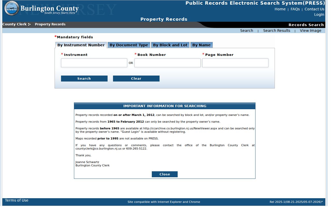 Pemberton Township residents directory Burlington County PRESS deed search