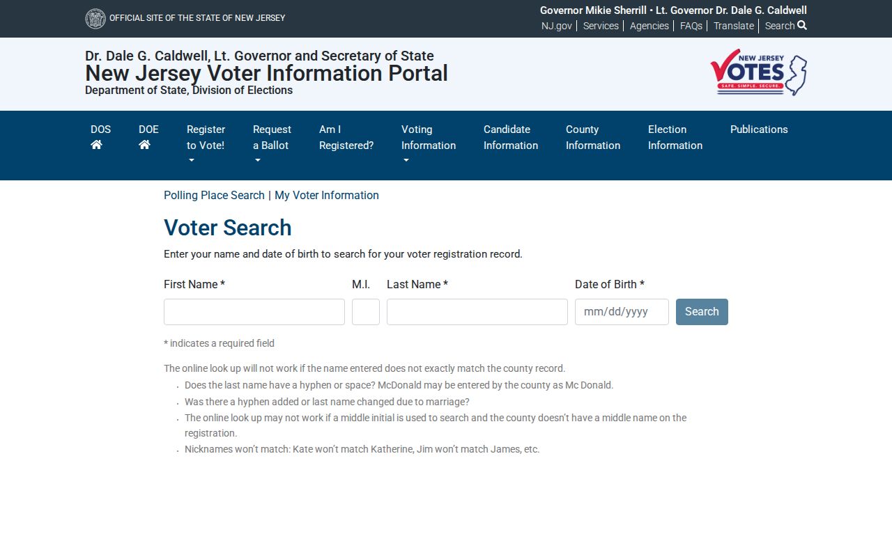 Pemberton Township residents directory New Jersey voter registration status search